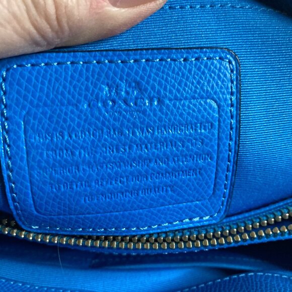 Womens Coach Margo Leather Satchel Carry All Bag Bright Blue 8 x 14 x 6" - Picture 7 of 10